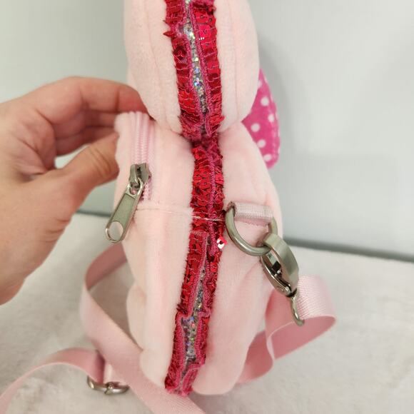 Disney Parks Minnie Mouse Macaron Plush Crossbody Bag Pink Sequin - Picture 7 of 11